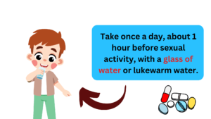 Take once a day, about 1 hour before sexual activity, with a glass of water or lukewarm water.